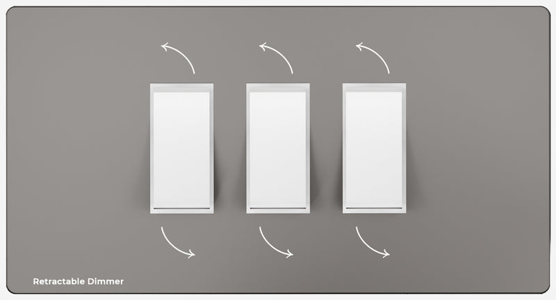 Three gang laminate retractable dimmer switch